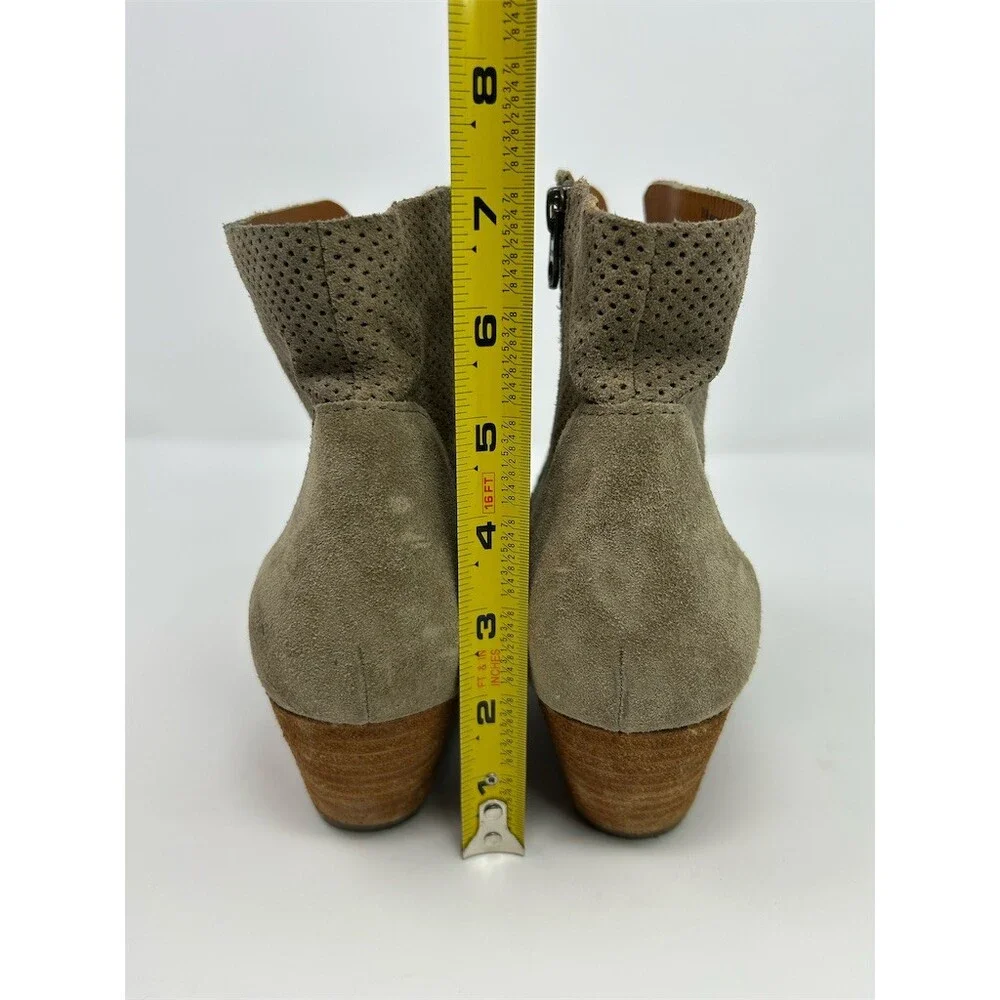 Kork-Ease Sherrill Womens Ankle Booties Beige Perforated Side Zip Block Size 9.5